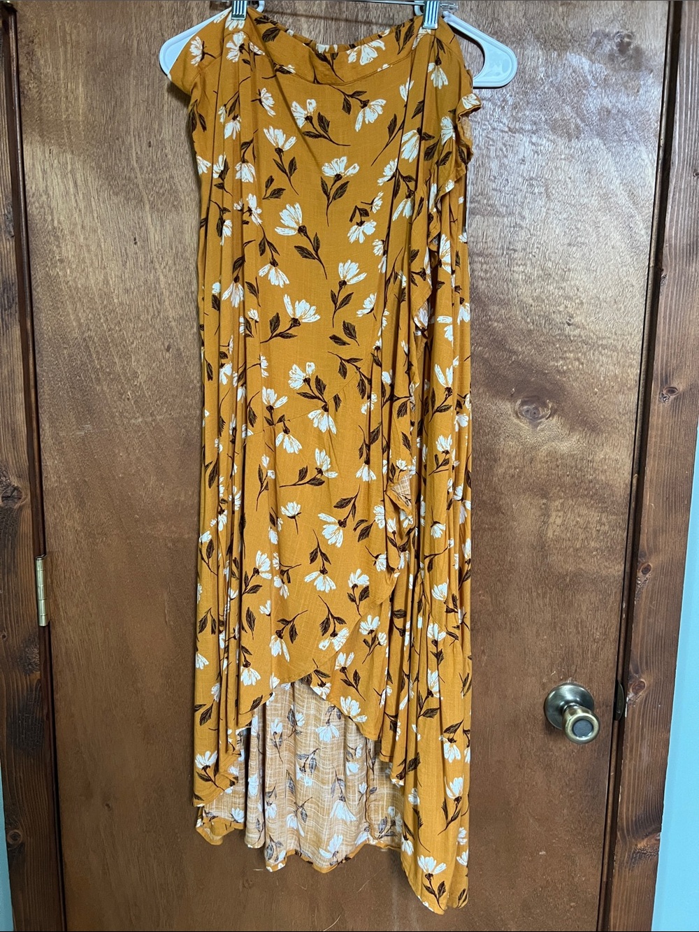 Sonoma Mustard Floral High-Low Maxi Skirt